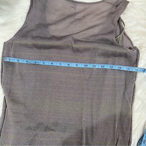 NEW Max Studio Rayon Two Tone Contrast Striped Semi Sheer Knit Sleeveless Top M - Picture 16 of 16